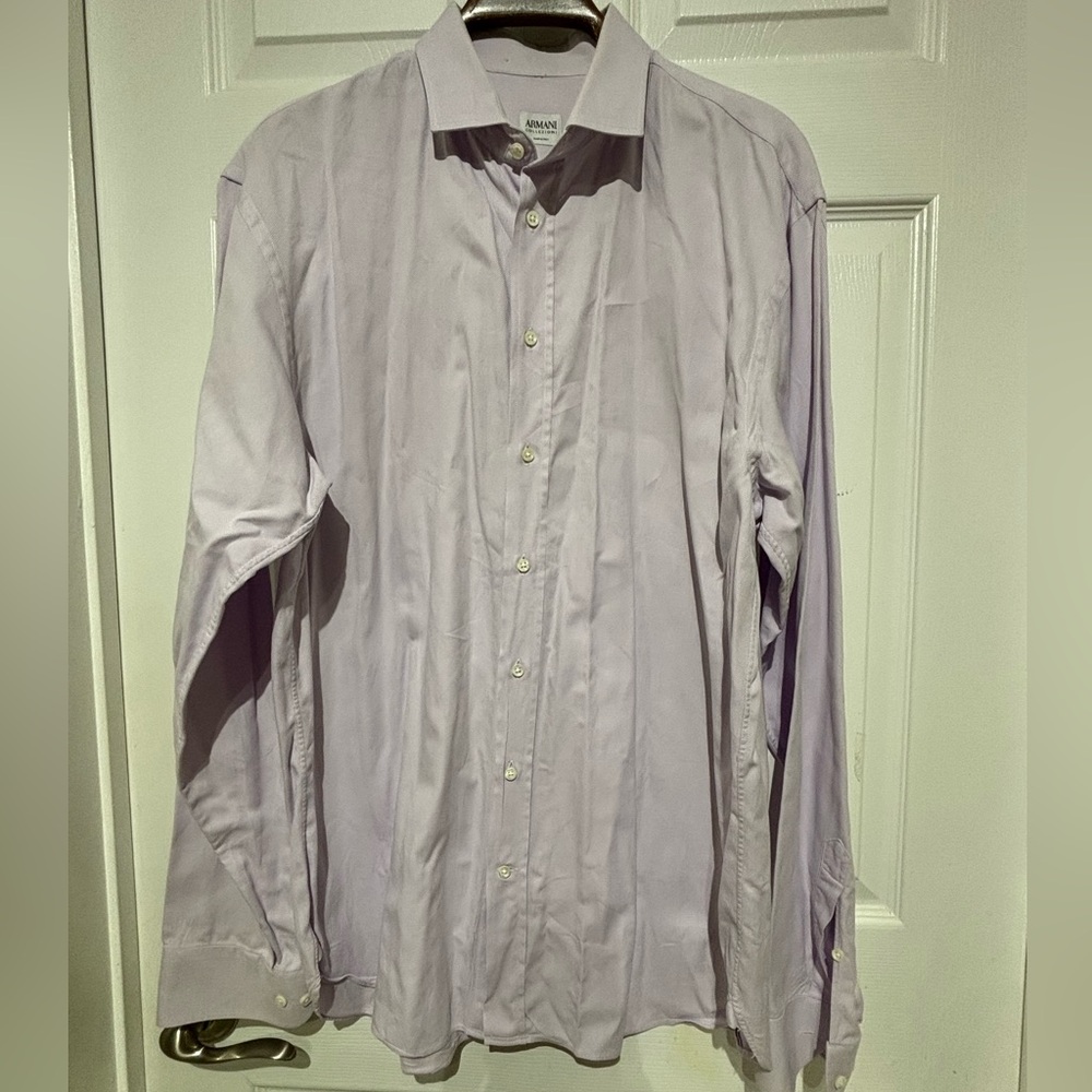 Armani Collezioni Purple Dress Shirt Long-Sleeved Button-Down